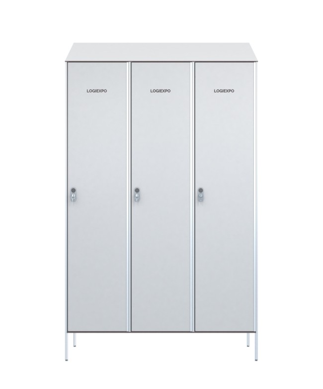 ARMADIO SPOGLIATOIO Sporco/Pulito in HPL – 3 Posti con Tetto inclinato