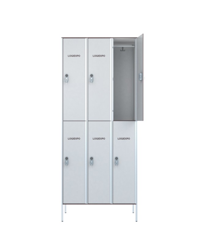ARMADIETTI SOVRAPPOSTI per SPOGLIATOIO in HPL – Casellario a 6 Posti