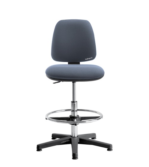 SGABELLO ERGONOMICO ALTO con poggiapiedi ad anello regolabile