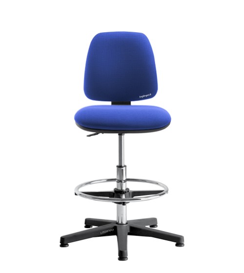 SGABELLO ERGONOMICO ALTO con poggiapiedi ad anello regolabile