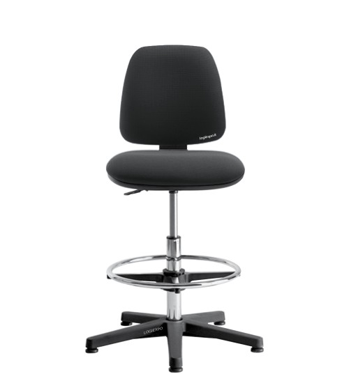SGABELLO ERGONOMICO ALTO con poggiapiedi ad anello regolabile