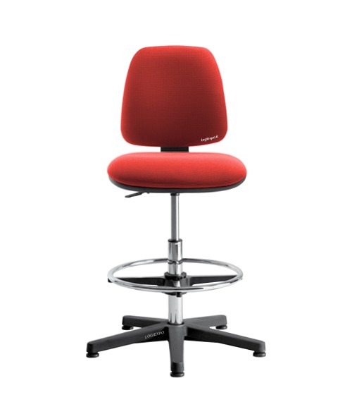 SGABELLO ERGONOMICO ALTO con poggiapiedi ad anello regolabile