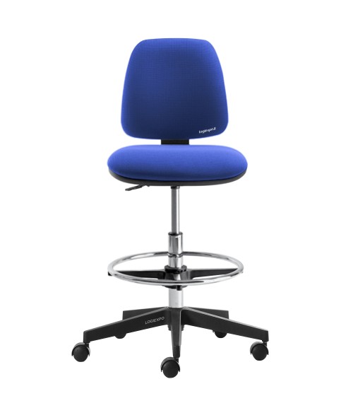 SGABELLO ERGONOMICO IMBOTTITO - Alto con ruote e poggiapiedi ad anello