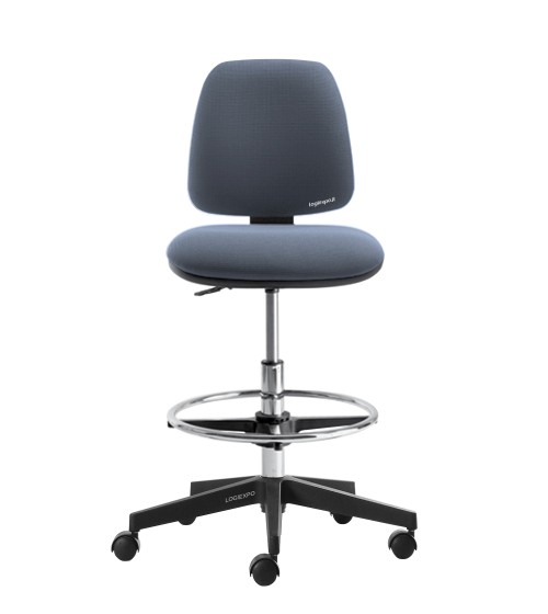 SGABELLO ERGONOMICO IMBOTTITO - Alto con ruote e poggiapiedi ad anello