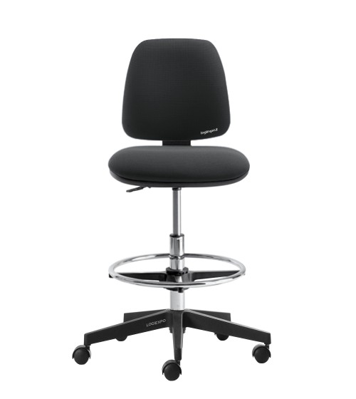 SGABELLO ERGONOMICO IMBOTTITO - Alto con ruote e poggiapiedi ad anello