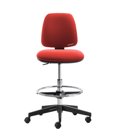 SGABELLO ERGONOMICO IMBOTTITO - Alto con ruote e poggiapiedi ad anello