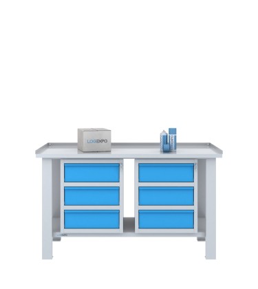 TAVOLO OFFICINA 1500x700x860h con 6 cassetti 2