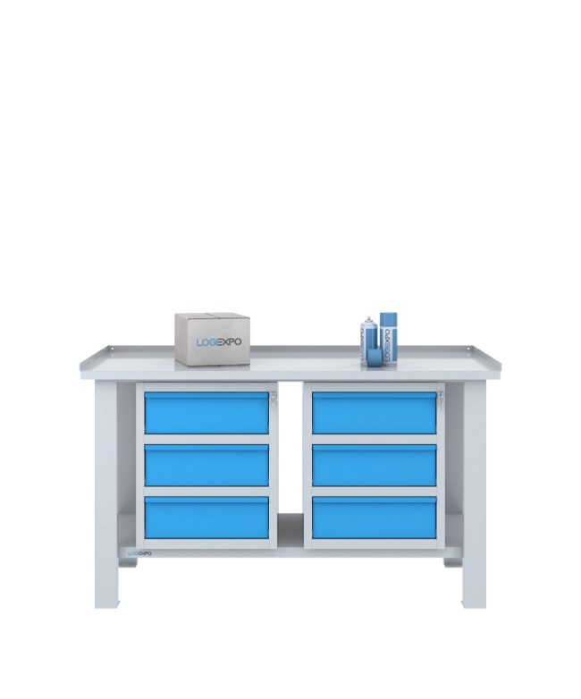 TAVOLO OFFICINA 1500x700x860h con 6 cassetti