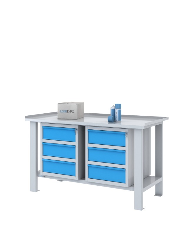 TAVOLO OFFICINA 1500x700x860h con 6 cassetti