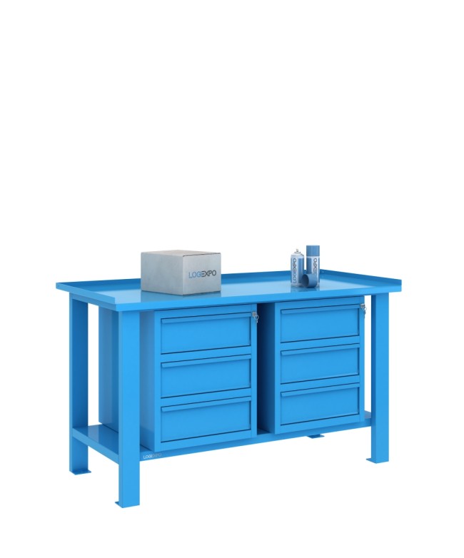 TAVOLO OFFICINA 1500x700x860h con 6 cassetti