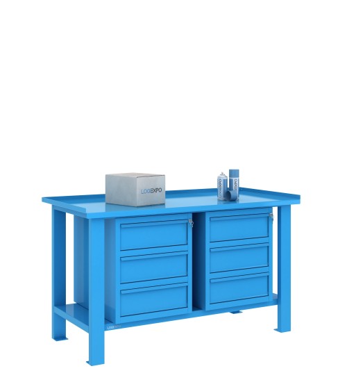 TAVOLO OFFICINA 1500x700x860h con 6 cassetti