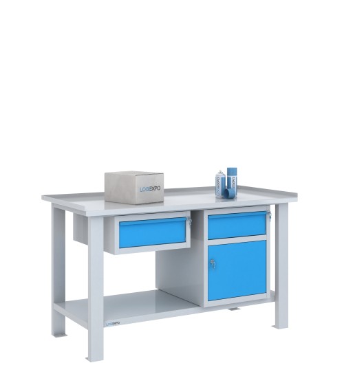 TAVOLO OFFICINA 1500x700x860h con 2 cassetti e 1 vano con sportello