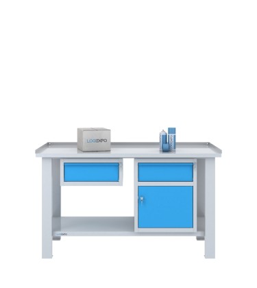 TAVOLO OFFICINA 1500x700x860h con 2 cassetti e 1 vano con sportello 2