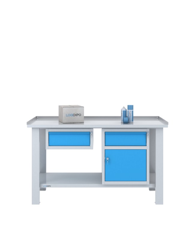 TAVOLO OFFICINA 1500x700x860h con 2 cassetti e 1 vano con sportello