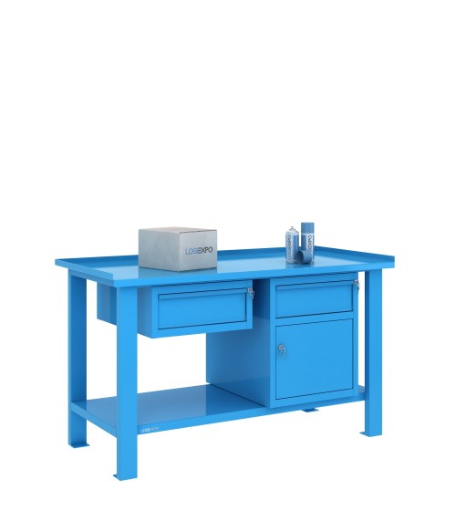 TAVOLO OFFICINA 1500x700x860h con 2 cassetti e 1 vano con sportello