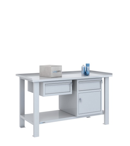 TAVOLO OFFICINA 1500x700x860h con 2 cassetti e 1 vano con sportello