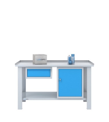 TAVOLO OFFICINA 1500x700x860h con 1 cassetto e 1 vano con sportello 2