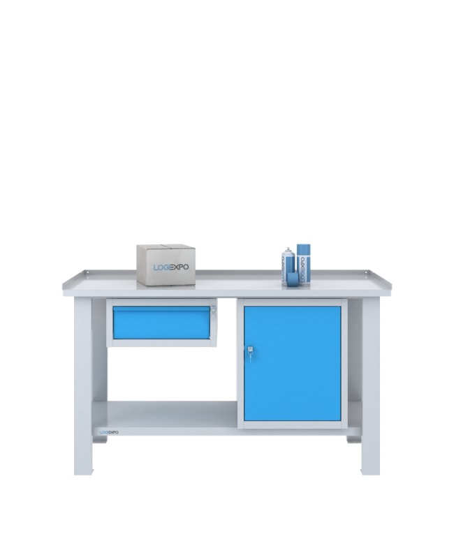 TAVOLO OFFICINA 1500x700x860h con 1 cassetto e 1 vano con sportello