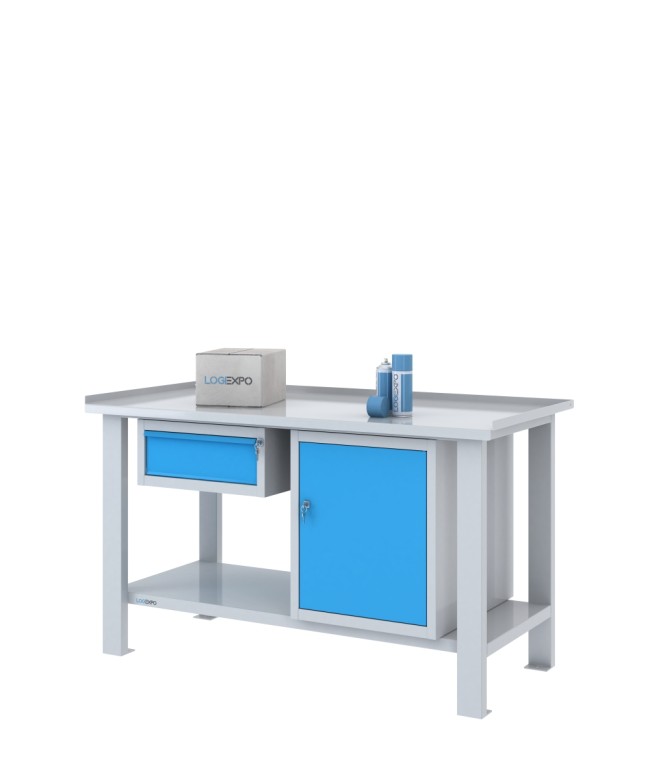 TAVOLO OFFICINA 1500x700x860h con 1 cassetto e 1 vano con sportello