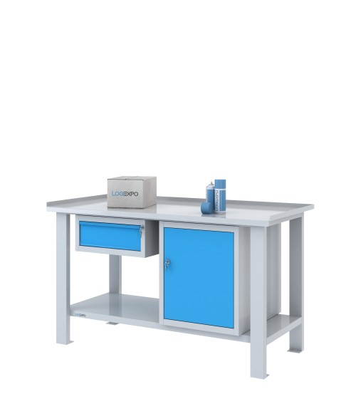 TAVOLO OFFICINA 1500x700x860h con 1 cassetto e 1 vano con sportello