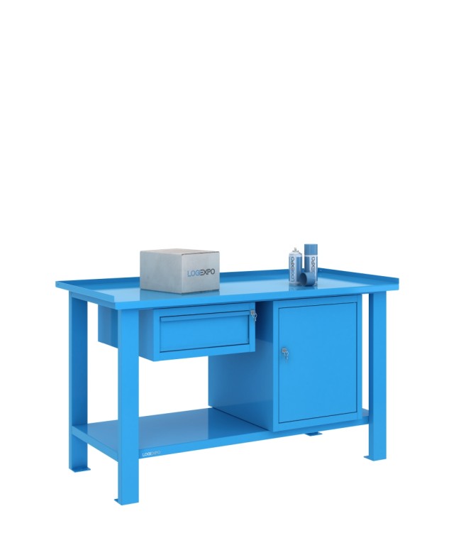 TAVOLO OFFICINA 1500x700x860h con 1 cassetto e 1 vano con sportello