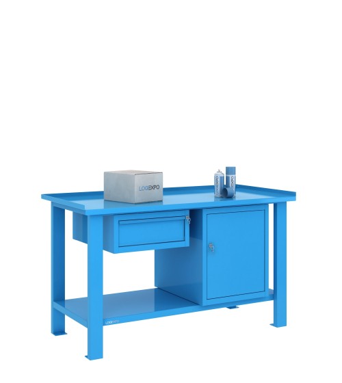 TAVOLO OFFICINA 1500x700x860h con 1 cassetto e 1 vano con sportello