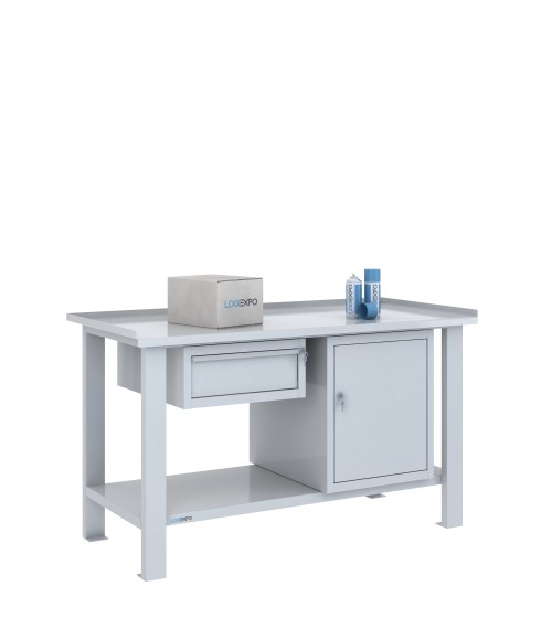 TAVOLO OFFICINA 1500x700x860h con 1 cassetto e 1 vano con sportello