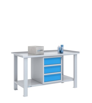 TAVOLO OFFICINA 1500x700x860h con 3 cassetti