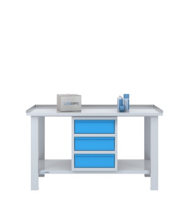 TAVOLO OFFICINA 1500x700x860h con 3 cassetti 2