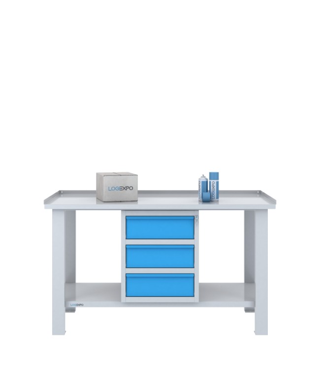 TAVOLO OFFICINA 1500x700x860h con 3 cassetti