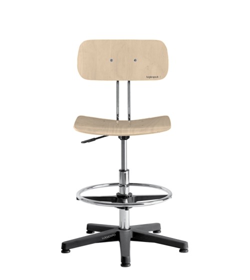 SGABELLO PROFESSIONALE ALTO con poggiapiedi ad anello senza ruote