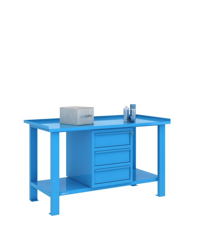 TAVOLO OFFICINA 1500x700x860h con 3 cassetti