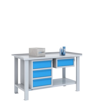 TAVOLO OFFICINA 1500x700x860h con 4 cassetti