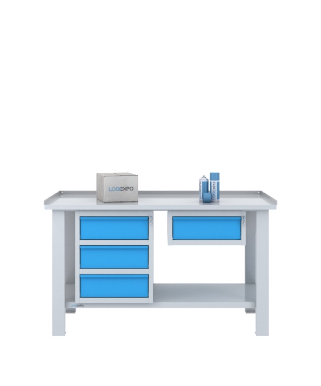 TAVOLO OFFICINA 1500x700x860h con 4 cassetti