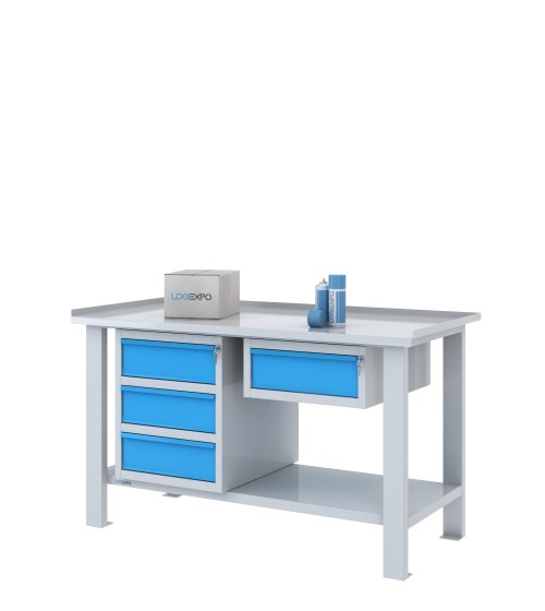 TAVOLO OFFICINA 1500x700x860h con 4 cassetti