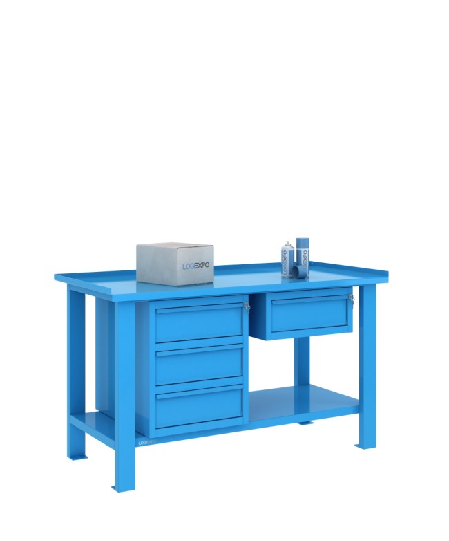 TAVOLO OFFICINA 1500x700x860h con 4 cassetti