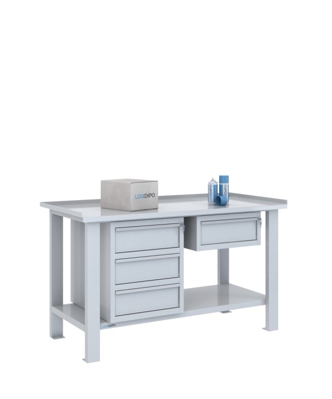 TAVOLO OFFICINA 1500x700x860h con 4 cassetti