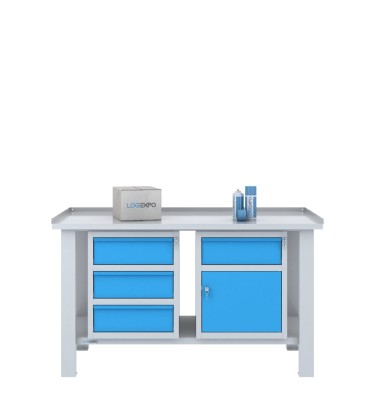 TAVOLO OFFICINA 1500x700x860h con 4 cassetti e 1 sportello 2