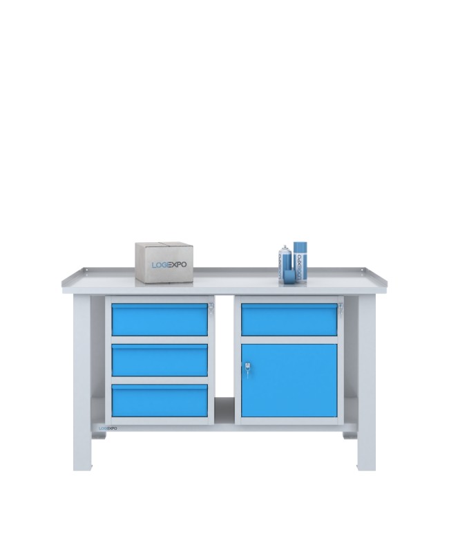 TAVOLO OFFICINA 1500x700x860h con 4 cassetti e 1 sportello