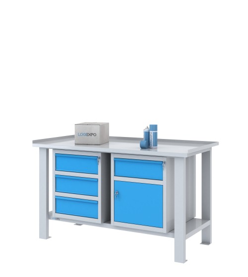 TAVOLO OFFICINA 1500x700x860h con 4 cassetti e 1 sportello