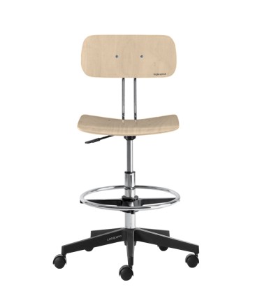 SGABELLO PROFESSIONALE ALTO con ruote e poggiapiedi ad anello