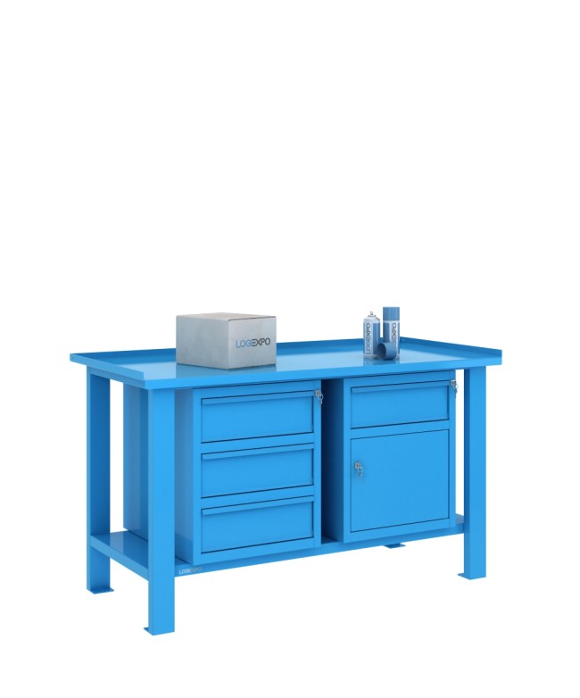 TAVOLO OFFICINA 1500x700x860h con 4 cassetti e 1 sportello