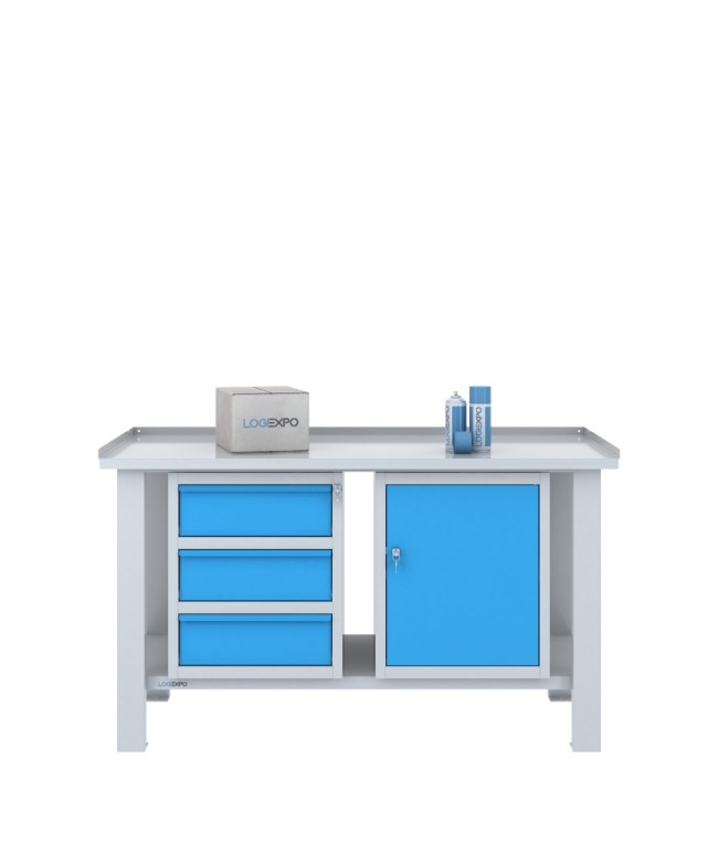 TAVOLO OFFICINA 1500x700x860h con 3 cassetti e 1 sportello