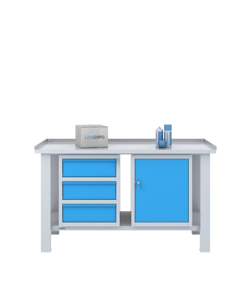 TAVOLO OFFICINA 1500x700x860h con 3 cassetti e 1 sportello