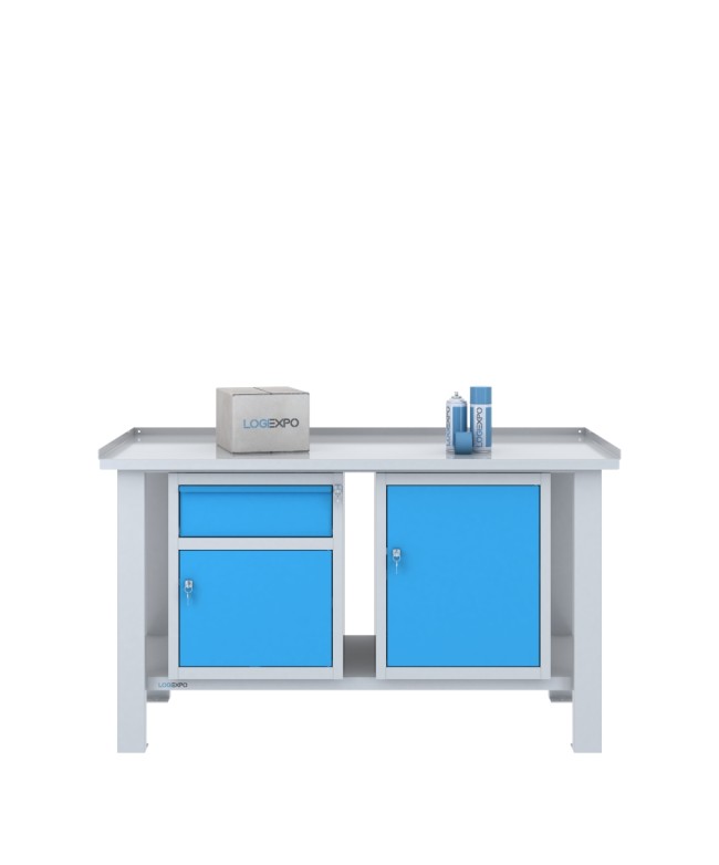 TAVOLO OFFICINA 1500x700x860h con 1 cassetto e 2 sportelli