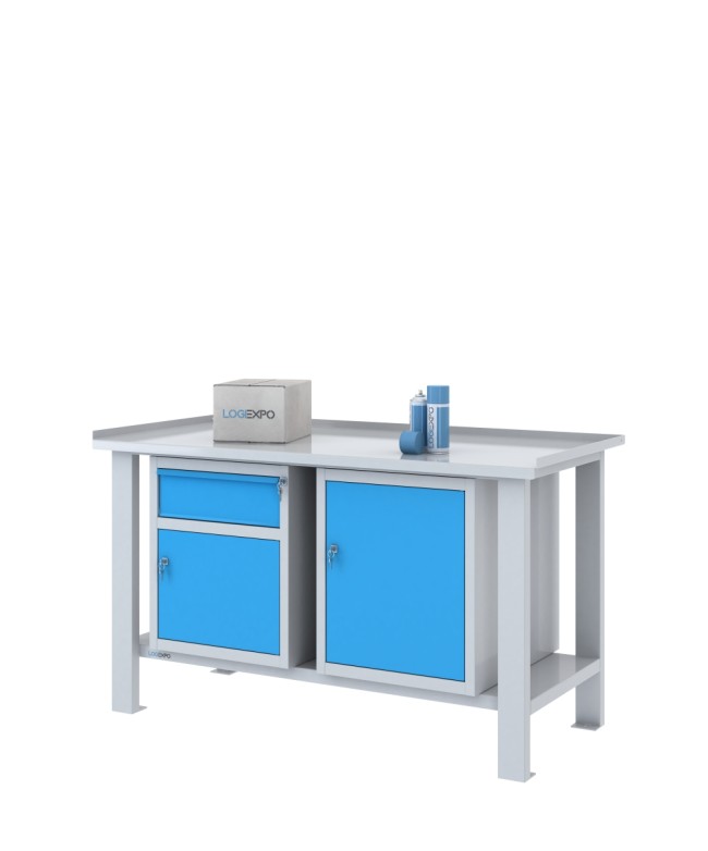 TAVOLO OFFICINA 1500x700x860h con 1 cassetto e 2 sportelli