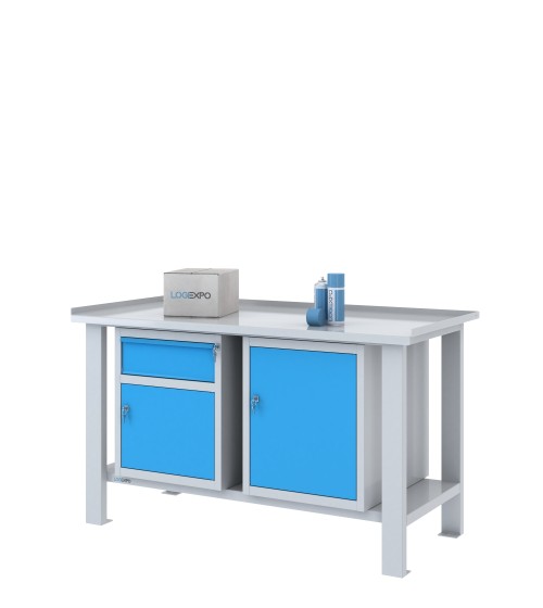 TAVOLO OFFICINA 1500x700x860h con 1 cassetto e 2 sportelli