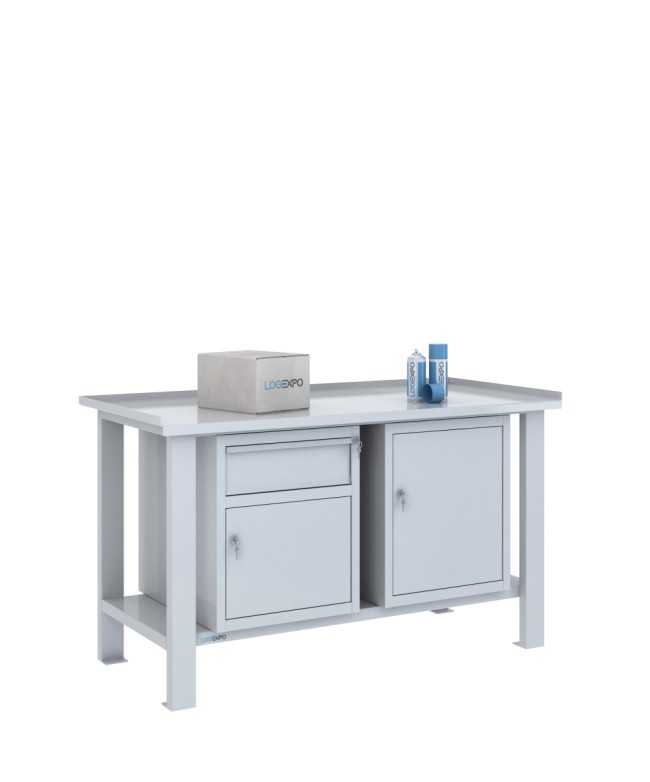 TAVOLO OFFICINA 1500x700x860h con 1 cassetto e 2 sportelli