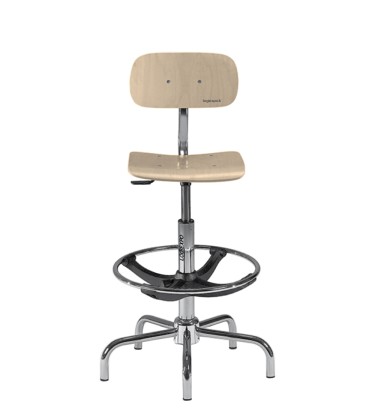 SGABELLO DA LAVORO ALTO con poggiapiedi regolabile e base a 5 punte