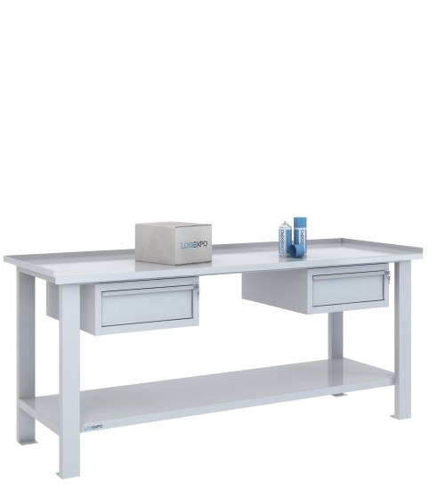 TAVOLO OFFICINA 2000x700x860h con 2 cassetti